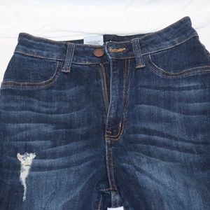 Dark Wash Skinny Ripped Jeans